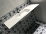 Plan vasque lavabo intégré au angle arrondi, sur mesure, Largeur 60 à 200 cm x Profondeur 40 à 60 cm, résine minérale ACRYSTONE® Finition lisse mate, Livraison Offerte et Rapide.